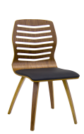 Indoor Veneer Chair with Veneer Back and Black Vinyl Seat