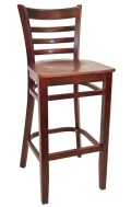 Beechwood Ladder Back Barstool w/ Dark Mahogany Frame and Veneer Seat
