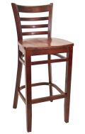 Beechwood Ladder Back Barstool w/ Dark Mahogany Frame and Wood Seat