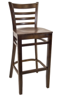 Beechwood Ladder Back Barstool w/ Walnut Frame and Veneer Seat