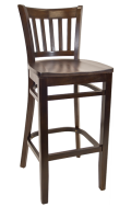 Beechwood Vertical Slat Side Barstool w/ Walnut Frame and Wood Seat