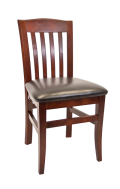 Beechwood Vertical Slat Chair w/ Dark Mahogany Back and Vinyl Seat