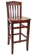 Beechwood Vertical Slat Barstool w/ Dark Mahogany Frame and Wood Seat