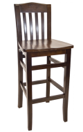 Beechwood Vertical Slat Barstool w/ Walnut Frame and Wood Seat