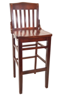 Beechwood Schoolhouse Barstool w/ Dark Mahogany Frame and Wood Seat