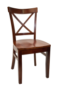 Beechwood X Back Chair w/ Dark Mahogany Frame and Wood Seat