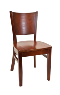 Beechwood Curve Plain Back Chair w/ Dark Mahogany Frame and Wood Seat