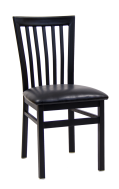 Elongated Vertical Back Metal Chair with Black Vinyl seat