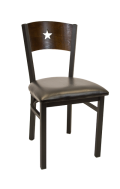 Star Back Metal Chair w/ Walnut Back and Vinyl Seat