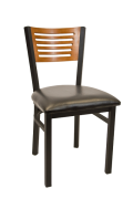 5 Slats Metal Chair w/ Cherry Back and Vinyl Seat