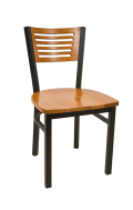 5 Slats Metal Chair w/ Cherry Back and Wood Seat