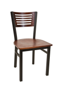 5 Slats Metal Chair w/ Dark Mahogany Back and Veneer Seat