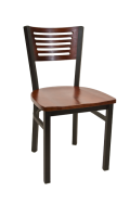 5 Slats Metal Chair w/ Dark Mahogany Back and Wood Seat