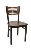 5 Slats Metal Chair w/ Walnut Back and Wood Seat