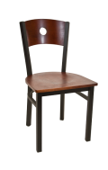 Circle Back Metal Chair w/ Dark Mahogany Back and Veneer Seat