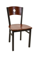 Circle Back Metal Chair w/ Dark Mahogany Back and Wood Seat