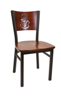 Coffee Back Metal Chair w/ Dark Mahogany Back and Wood Seat