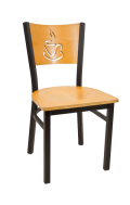 Coffee Back Metal Chair w/ Golden Oak Back and Veneer Seat