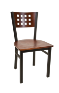 Lattice Back Metal Chair w/ Dark Mahogany Back and Veneer Seat