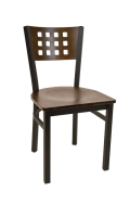 Lattice Back Metal Chair w/ Walnut Back and Veneer Seat