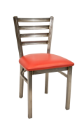 Clear Coated Ladder Back Chair w/ Vinyl Seat