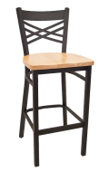 X Back Metal Barstool w/ Wood Seat