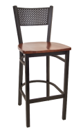 Perforated Back Metal Barstool w/ Wood Seat