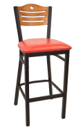 3 Slats with Circle Metal Barstool w/ Cherry Back and Vinyl Seat