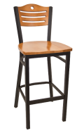 3 Slats with Circle Metal Barstool w/ Cherry Back and Wood Seat