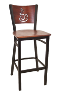 Coffee Back Metal Barstool w/ Dark Mahogany Back and Veneer Seat