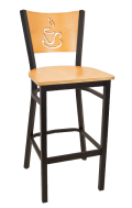 Coffee Back Metal Barstool w/ Golden Oak Back and Veneer Seat
