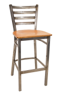 Clear Coated Ladder Back Barstool w/ Veneer Seat