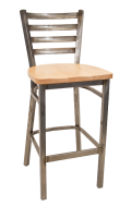 Clear Coated Ladder Back Barstool w/ Wood Seat
