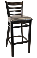 Beechwood Ladder Back Barstool w/ Black Frame and Vinyl Seat