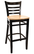 Beechwood Ladder Back Barstool w/ Black Frame and Wood Seat