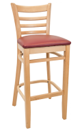 Beechwood Ladder Back Barstool w/ Natural Frame and Vinyl Seat