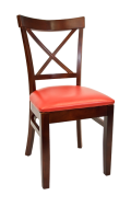 Beechwood X Back Chair w/ Dark Mahogany Frame and Vinyl Seat