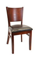 Beechwood Curve Plain Back Chair w/ Dark Mahogany Frame and Vinyl Seat