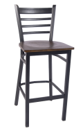 Smooth Paint Ladder Back Metal Barstool w/ Veneer Seat