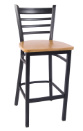 Smooth Paint Ladder Back Metal Barstool w/ Wood Seat
