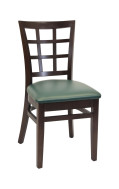 Beechwood Window Back Wood Chair w/ Walnut Back and Vinyl Seat