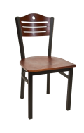 3 Slats with Circle Metal Chair w/ Dark Mahogany Back and Veneer Seat
